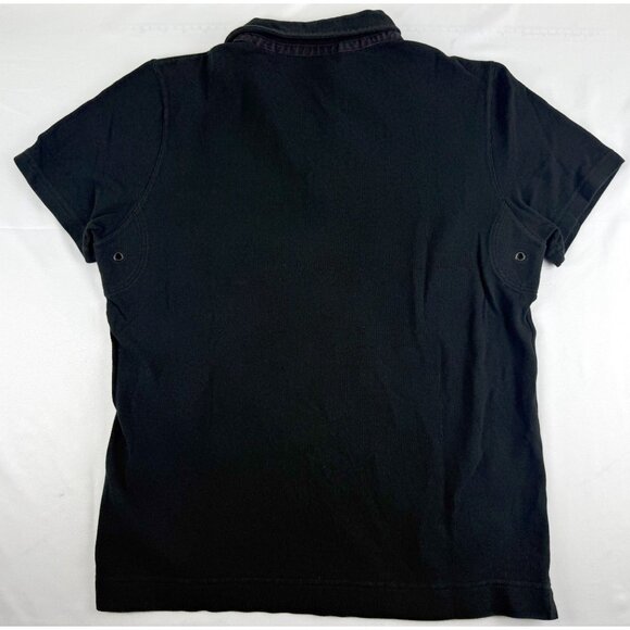 Prada Vintage Piquet Mens Polo Shirt Open Placket Logo Black Cotton M - Picture 3 of 8